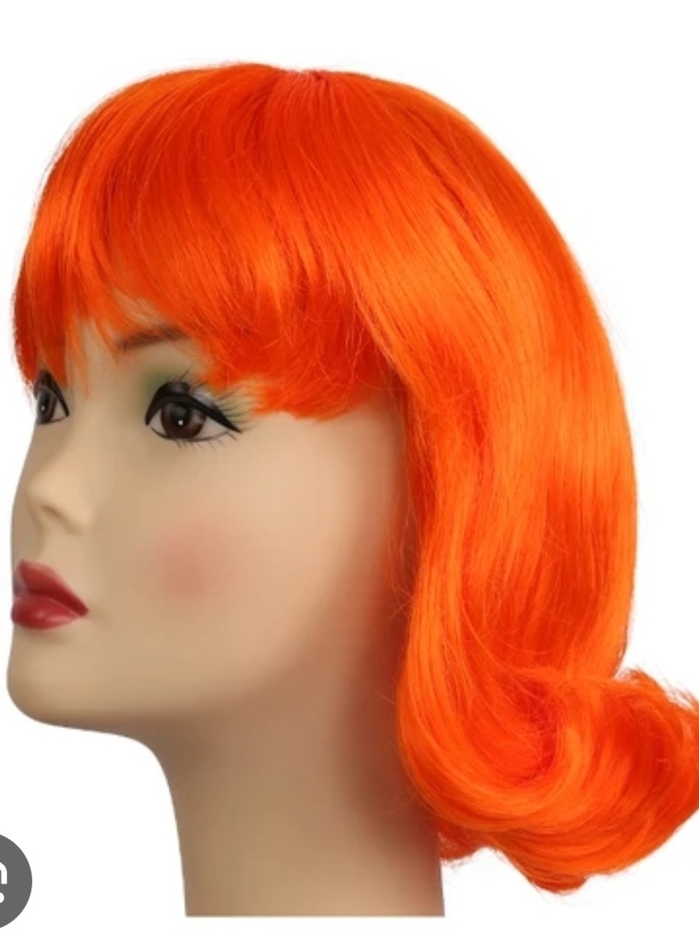 Vibrant Orange 60s Women's Costume Synthetic Flip Back Wig with Bang
